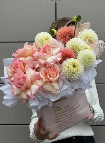 Композиция с георгинами &laquo;Доброе утро&raquo; от интернет-магазина цветов в 