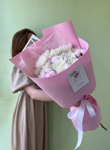 Букет из хризантем «Хлопковое чудо» от интернет-магазина цветов в 