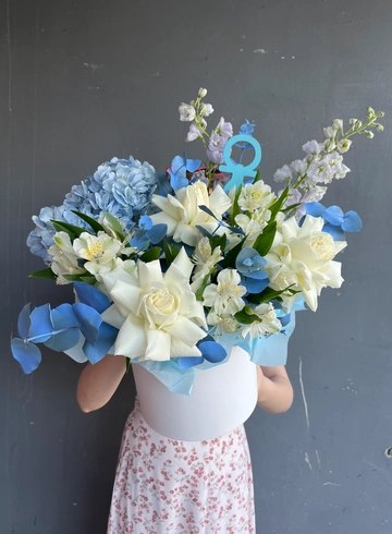 Композиция на выписку &laquo;Спасибо за сына&raquo; от интернет-магазина цветов в 