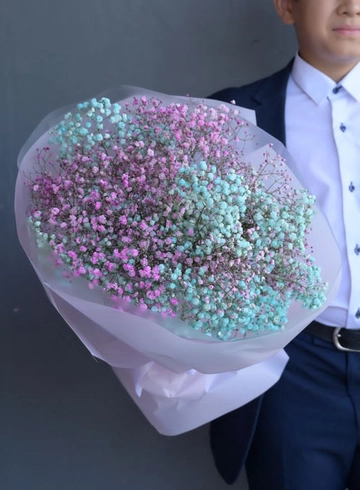 Монобукет из разноцветной гипсофилы от интернет-магазина цветов в 