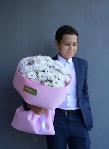 Монобукет из кустовых хризантем в розовом от интернет-магазина цветов в 